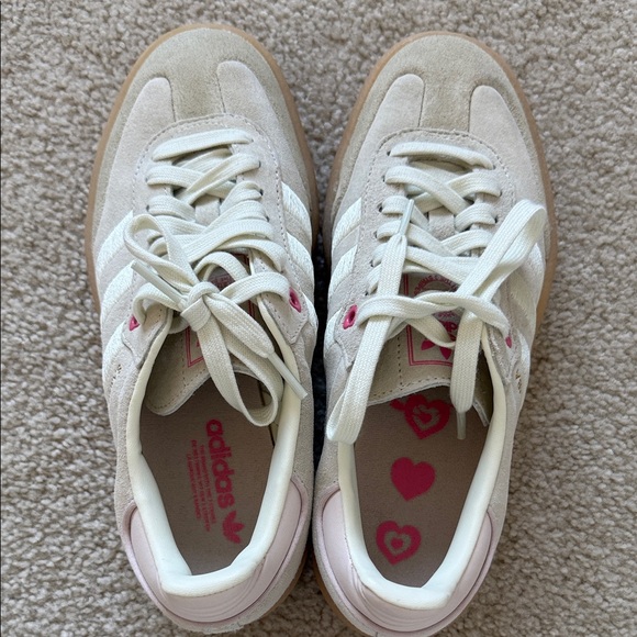 Adidas Women's Cream and Pink Sneakers - Picture 7 of 8